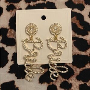 Bride Dangle Earrings w/ Pearl & Rhinestone Accents